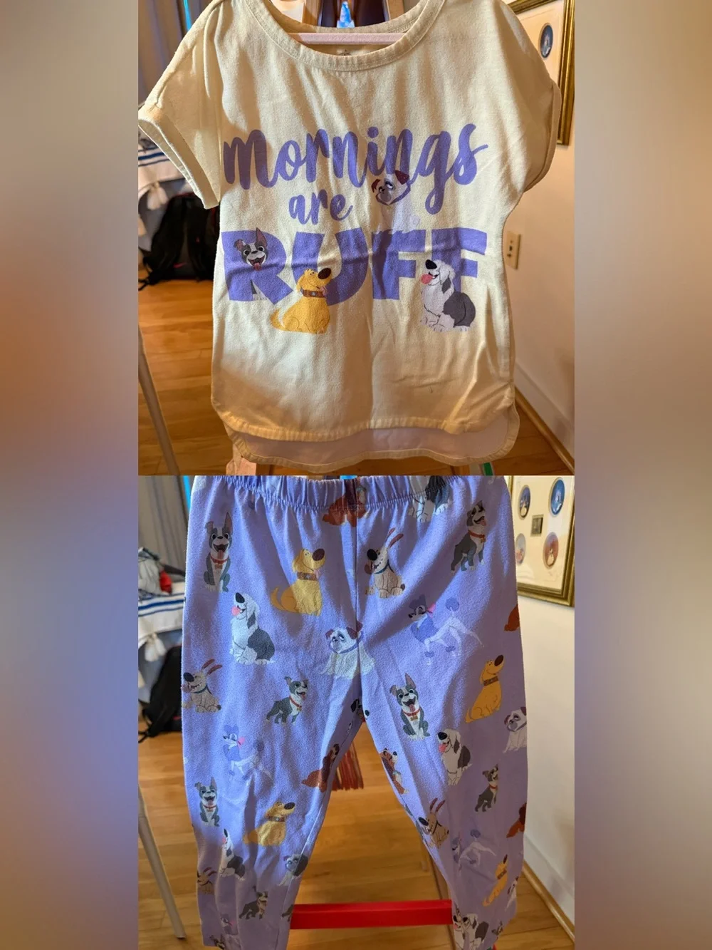 Disney dogs mornings are RUFF pajama set kids size 5/6